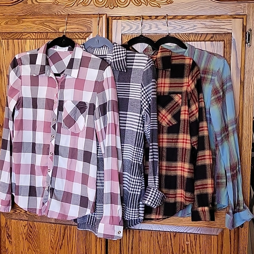 4 flannel shirts